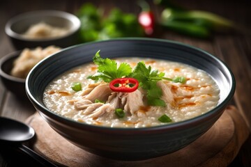 chicken congee Cinematic Editorial Food Photography