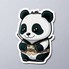 Cartoon character panda sticker is doing a cute action. Wear themed fashions and be in a happy mood.
