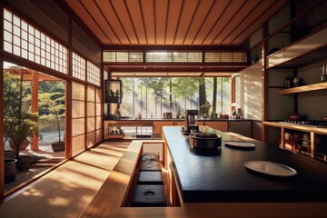 Fototapeta na wymiar extreme close kitchen japanese style natural light