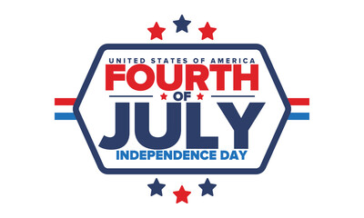 Independence Day in United States of America. The Fourth of July. Happy national holiday, celebrated annual in July 4. American flag. Country freedom day. Patriotic event design. Vector poster