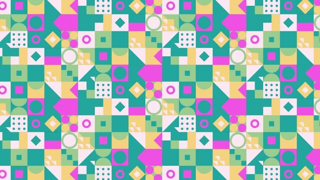 seamless pattern with colorful shapes animated background