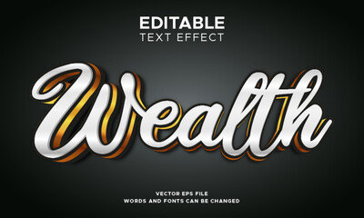 Editable 3d wealth gold text effect. Elegant fancy font style perfect for logotype, title or heading text.
