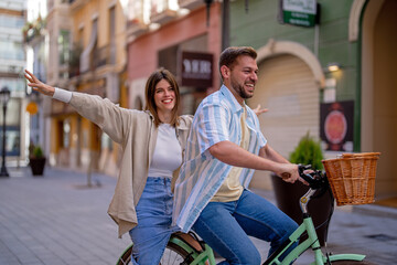 Young couple with bicycle