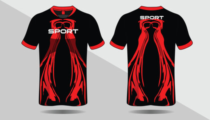 Red sport jersey design for racing, jersey, cycling, football, gaming, motocross