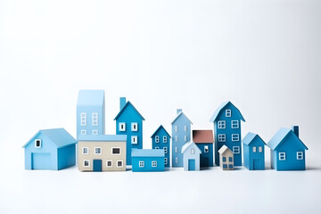 Miniature blue houses, Generative AI