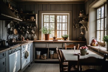 Fototapeta premium extreme close traditional scandinavian kitchen style