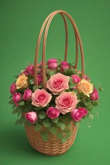 Fototapeta na wymiar bouquet of roses in a basket