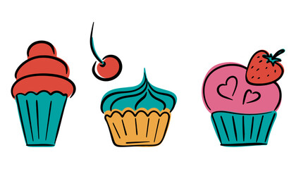 Delicious cupcake. Dessert vector illustration design