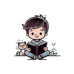 a cute boy reading book style 3