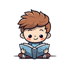 a cute boy reading book style 1