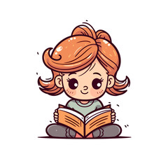 a cute girl reading book style 2