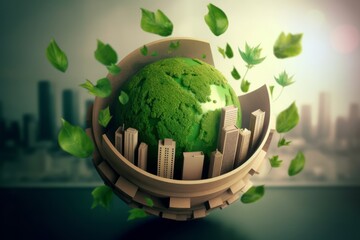 Powering the Future: How ESG and Sustainable Industry are Driving Green Energy and Environmental Responsibility, Generative AI. - obrazy, fototapety, plakaty
