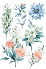 Watercolor Floral Delight: A Charming Wreath Border Bouquet