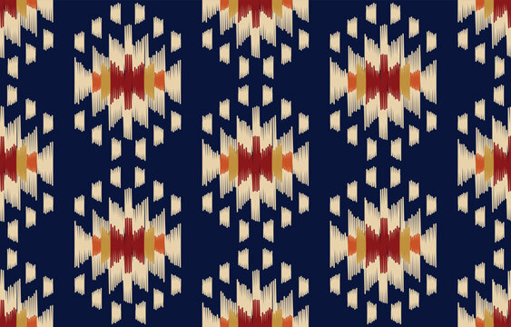Ethnic abstract ikat art. Seamless pattern in tribal, folk embroidery, and Mexican style. Aztec geometric art ornament print. Design for carpet, wallpaper, clothing, wrapping, fabric, cover, textile.