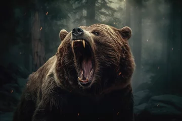 Foto op Plexiglas Roaring Bear - Captivating Cinematic Wildlife Photography © Arthur