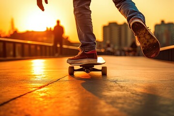 Skateboarder's Feet in Action - Dynamic Skateboarding 