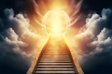 Ascending the Stairs to the Sun: A Spiritual Journey Through the Bright Heavenly Light of Dawn Sky and the Born Light of Solar Flare Up, Generative AI.