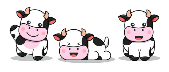 Cute cow cartoon animal illustration