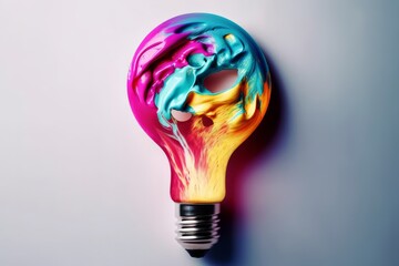 Unleashing Your Inner Artist: Exploring Creativity with Oil Paint Mix Lightbulb Concept, Generative AI.