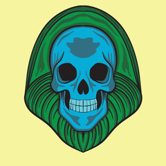 Skull art Illustration hand drawn style premium vector for tattoo, sticker, logo etc