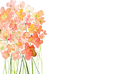 Banner con bouquet di fiorellini colorati, dipinto ad acquerello isolato su sfondo bianco