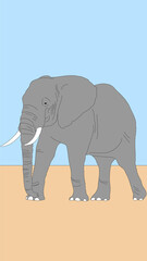 Vector Line Drawing Elephant. File format: AI and PNG