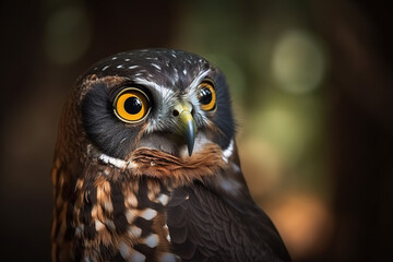 Obraz premium Image of an owl in the forest on natural background. Birds. Wildlife Animals. illustration. Generative AI.