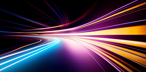 Capturing the Abstract: Long Exposure Photography with Dynamic Speed and Light Trails as the Background, Generative AI.