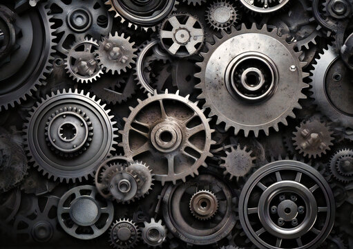 gray technology background with gears
