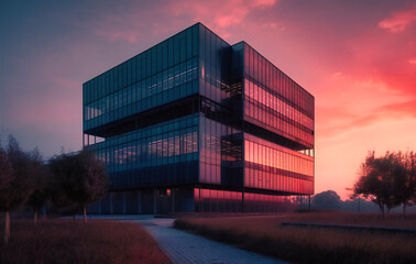 office building at sunset business video