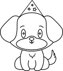 Cute Cartoon Dog Outline Illustration