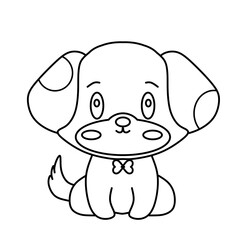 Cute Cartoon Dog Outline Illustration
