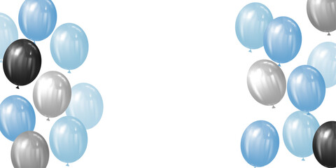 illustration of blue and black balloons with copy space. fathers day background