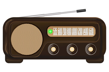 Retro radio receiver. Vector image. Isolated background.