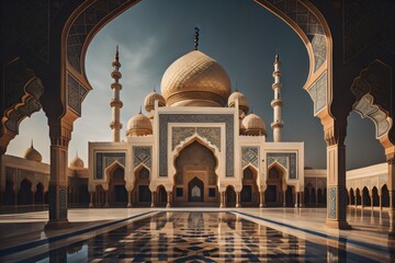 Naklejka premium Mosque Image Beautiful Background Ai Generates