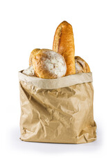 Freshly baked. Different kinds of fresh bread. Fresh fragrant bread on white background. Collection of baked bread