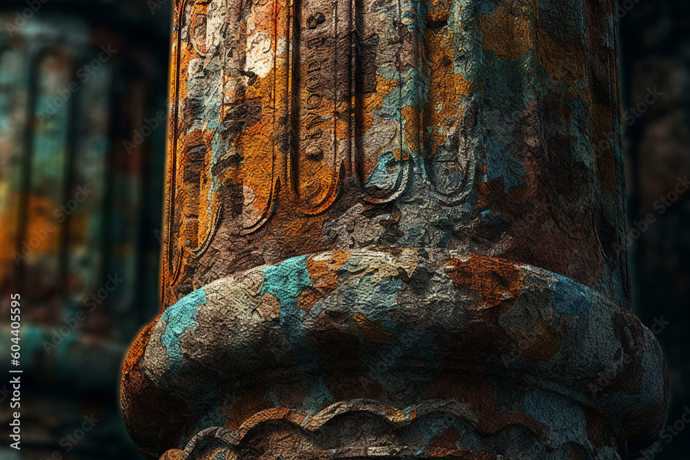 Aufkleber   weathered texture and patina of an ancient Greek column, reflecting the passage of time and the stories embedded in its surface.  Generative AI technology.