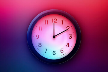 Generative AI illustration of Modern colorful clock with gradient backgrounds