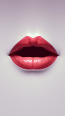 Girls lips painted with red lipstick on a white background Generative AI