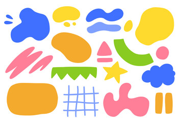 A set of colorful abstract shapes. Collection of figures. Flat vector background illustration.