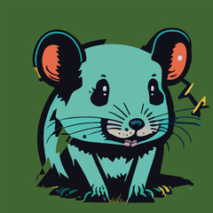 Explore the fusion of cuteness and pop culture by illustrating a rat in a flat pop art style, incorporating iconic symbols or references from popular culture in the artwork