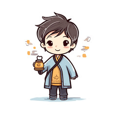 a little cute boy in Chinese traditional clothes style 1