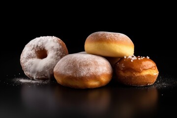 Photo realistic Bombolone doughnuts with mix topping Food Photography