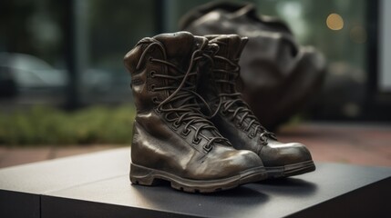 pair of army boots