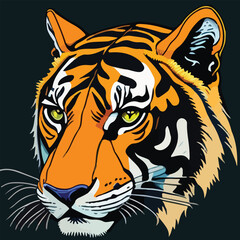 Explore the fusion of pop art and wildlife by depicting a tiger head with pop culture references, such as comic book elements or graffiti-inspired details