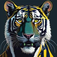 Explore the fusion of pop art and wildlife by depicting a tiger head with pop culture references, such as comic book elements or graffiti-inspired details