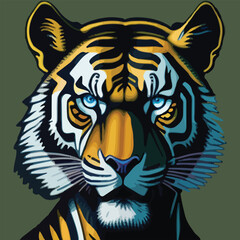 Explore the fusion of pop art and wildlife by depicting a tiger head with pop culture references, such as comic book elements or graffiti-inspired details