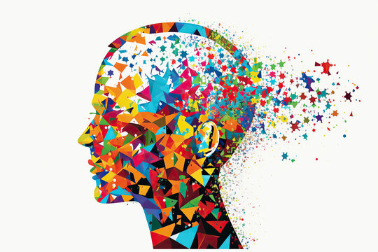 Ai generated illustration of colorful brain splash Brainstorm and inspire concept