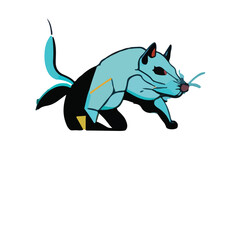 Give a contemporary spin to a classic pop art illustration by portraying a cute rat in a minimalistic, geometric style, focusing on clean lines and bold shapes