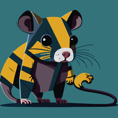 Give a contemporary spin to a classic pop art illustration by portraying a cute rat in a minimalistic, geometric style, focusing on clean lines and bold shapes © Mst